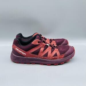 Salomon Shoes Womens 9.5 Red Mesh Trail Running Hiking Athletic Sneakers Comfort